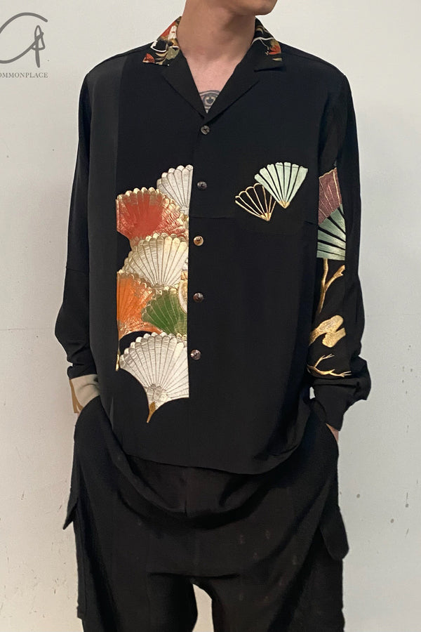 Aviva Jifei Xue Antique fabric silk patchwork handmade kimono long-sleeved shirt series collection AJX-S22-KPLS-HEI PAJX2 1